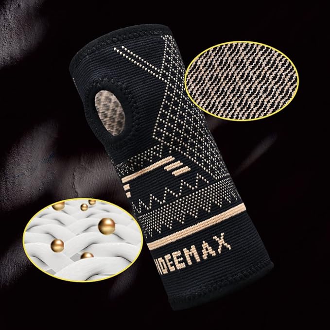 INDEEMAX Copper Wrist Compression Sleeve 1 Pair, Comfortable Hand Brace Support for Arthritis, Tendonitis, Sprains, Workout, Carpal Tunnel - Left & Right - Women and Men