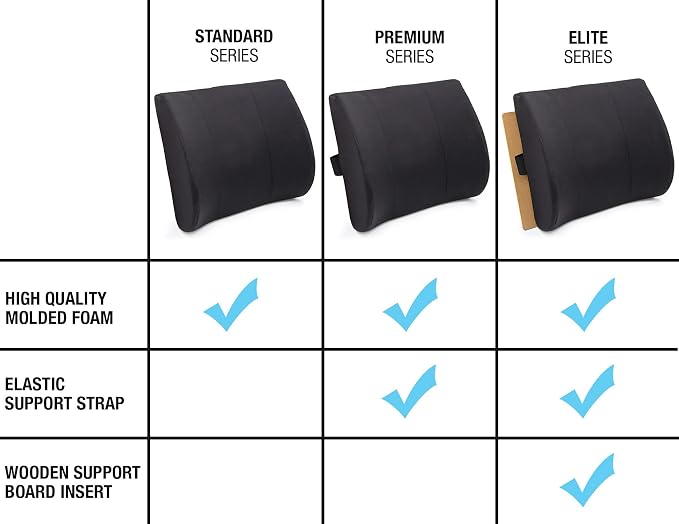 DMI Lumbar Support Pillow for Chair to Assist with Back Support with Removable Washable Cover to Ease Lower Back Pain and Discomfort while Improving Posture,14 x 13 x 5,Contoured Foam,Premium,Navy