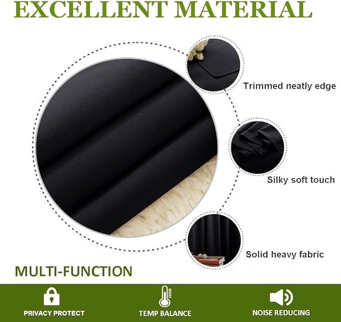 NICETOWN Black Out Curtain for Living Room - Easy Care Solid Thermal Insulated Grommet Blackout Panel/Drape for Bedroom Window (1 Panel, 70 inches Wide by 63 inches Long)