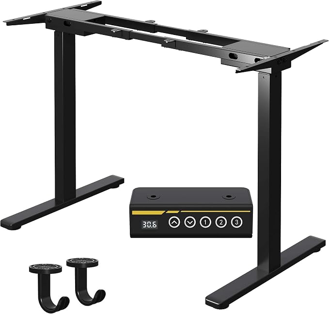 Dual Motor Standing Desk Frame for 40-63 in Tops, 264 lb, Black | Frame Only, Fits 40-63 x 24-28 in Tops, 28.3-46.5 in Height, 2+3 Controls, ≤45 dB, 264 lb Capacity