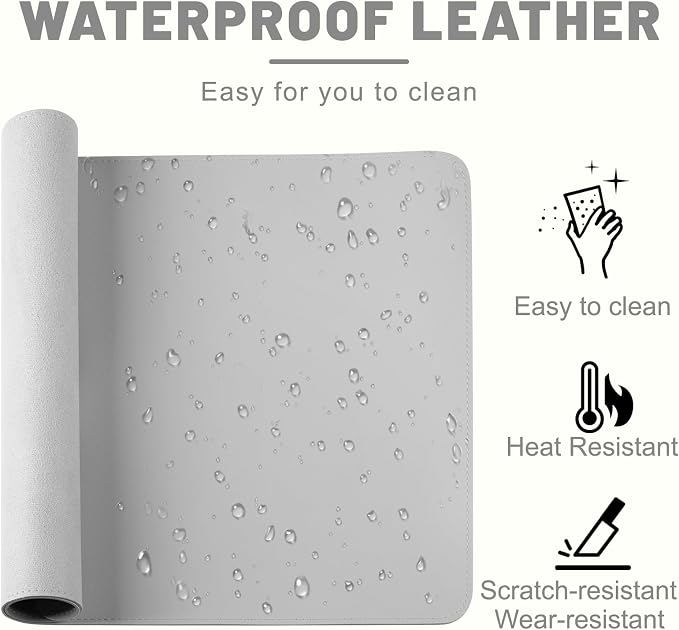 Leather Desk Mat, Desk Pad for Keyboard and Mouse Large Mouse Pads for Desk | Waterproof Desk Mat, Desk Matt for Desktop, Laptop Blotter, Keyboard Pad, Large Mouse Pad, Desk Essentials