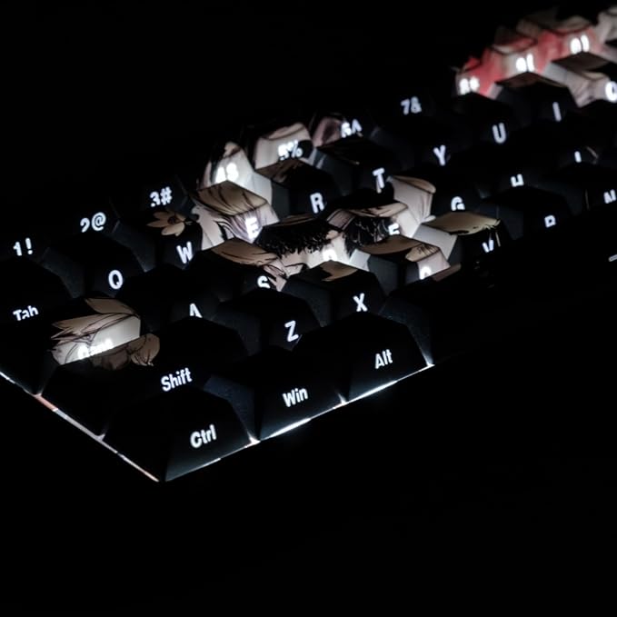 PBT Keycaps Lucky Koi Fish 60 75 100 Percent Shine Through Side Printe Thick Cherry Profile 130 Keys Dye Sub Custom Keycap Set keycaps for 61/64/68/84/87/100/104/108 MX Mechanical Keyboard
