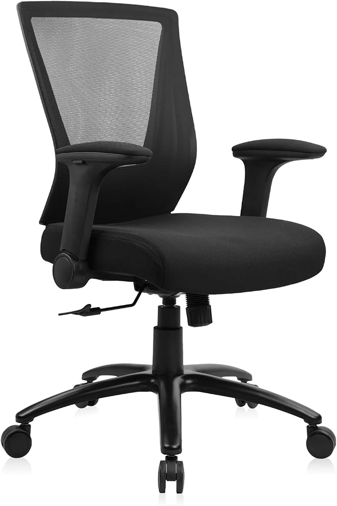 CLATINA Big and Tall Office Chair - Extra Wide Thick Seat, Heavy Duty High Back Executive Desk Chair with Adjustable Armrests, Ergonomic Mesh Computer Chair for Home Office Conference, 500LBS, 1 Pack