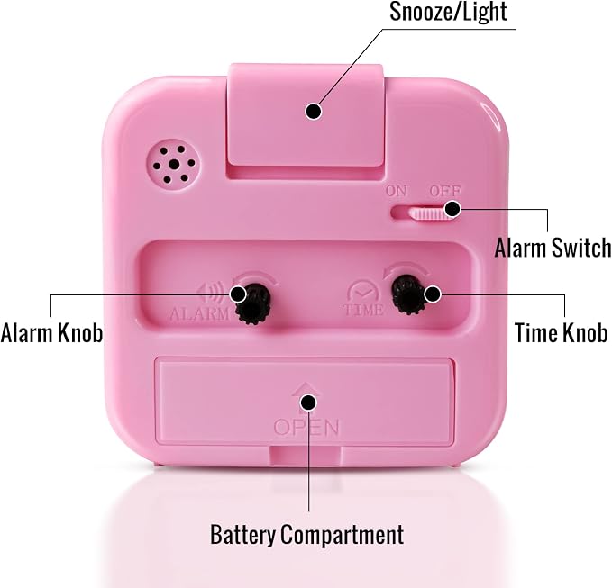 Lamisola Small Pink Kids Desk Alarm Clock, Analog Travel Battery Operated Clock,Quieter Bedside Clocks for Girls' Bedrooms Bathroom Living Room Kitchen Shelf Clocks