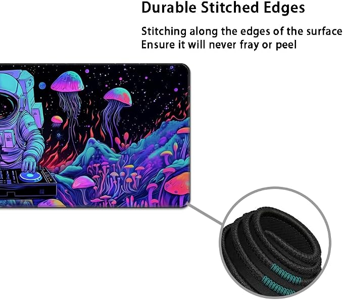 Desk Mat, Large Gaming Mouse Pad with Wrist Rest, 4 in1 XXL Mouse pad+Keyboard Wrist Rest+Mouse Pad Wrist Support+Cup Coaster Set, Ergonomic Desk Pad for Home Office,Spaceman