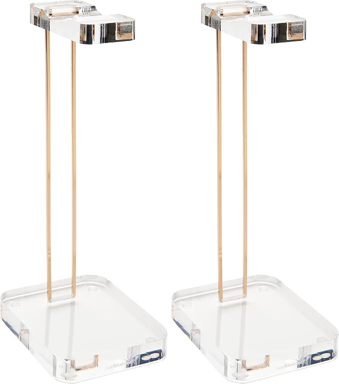 RUSSELL+HAZEL Acrylic Headphones Stand with Gold Hardware, Clear Headset Holder & Desk Accessory for Home Office Workspace Organization, 4" x 5" x 10.5"(Pack of 2)