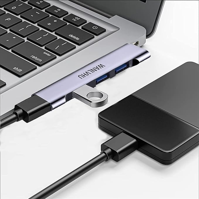 USB Hub for Laptop 4-Port, Portable USB 3.0 Hub USB Splitter, USB Multiport Adapter Expander for MacBook Air/Pro, Laptop, PC, Keyboard, Flash Drive, Mobile HDD (USB Hub for Right)