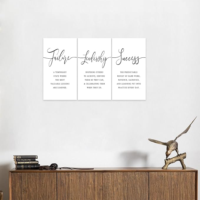 3 Piece Inspirational Canvas Wall Art, Quotes Motivational Mindset Print Pictures for Office Wall Decor, Triptych Entrepreneur Poster Framed Artwork for Women Men Home Decor Ready to Hang (36"Wx18" H)