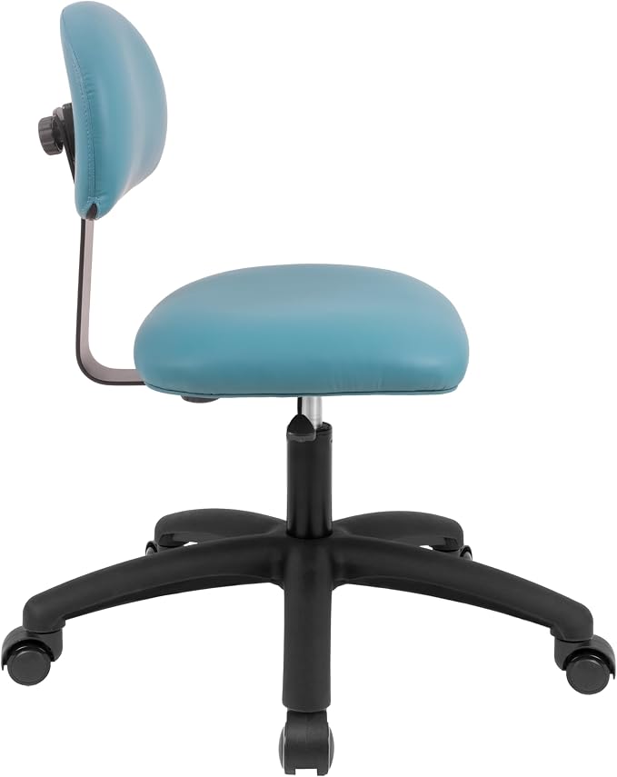 FSS Series Square seat (19"-27") seat Height Chair. Vinyl-for Office, Garage, Desk, Shop, Computer, Doctor, Medical, Easy to Clean! NO Footring (Aqua, Medium, Self Braking Casters)