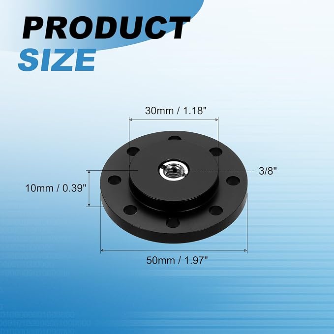 PATIKIL 3/8" Thread Tripod Adapter Holder 30mm Dia, Aluminum Alloy Flange Wall Mount Tripod Mount Plate with 1/4" Adapter Screws for Magic Arm Monitor Light Flash DSLR Camera