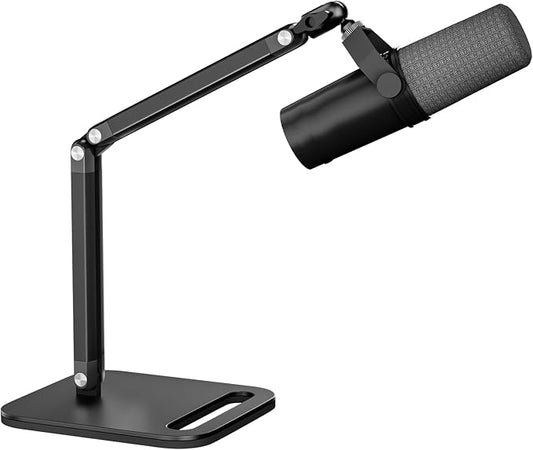 Studio Microphone Stand,Max Load 3.3 lb,Heavy-Duty Adjustable Mic Arm Clip Desktop Mount,1/4" and 5/8" Screw Adapters,for Fifine/Shure/Pyle/AT2020/Razor/Rode/Blue Yeti & Snowball/Webcam Camera