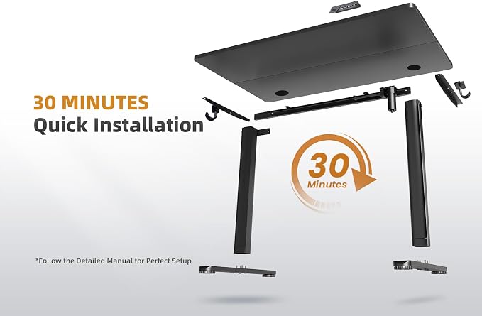 YDN Electric Standing Desk Adjustable Height, 35 x 20 Inches Stand up Desk with Cable Management, Home Office Desks with Splice Board & Black Frame, Black Top