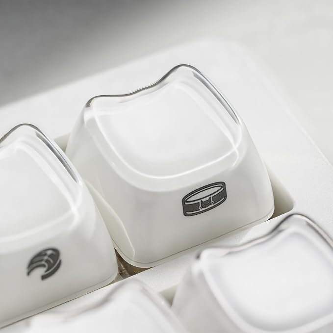 XVX Jelly Keycaps, MAO Profile Creamy White Double Shot Side-Printed Translucent 119 Keys Keycap Set, PC+ABS Keycaps for MX Switches, Fit 61/68/84/87/104/108 ANSI Mechanical Keyboards-Creamy White