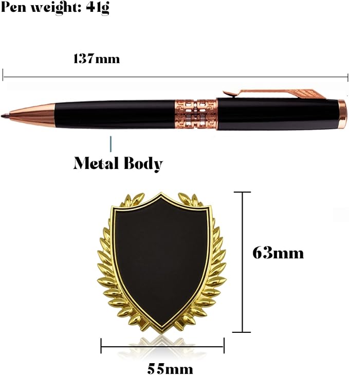 Yastar Personalized Ballpoint Pen Luxury Pen with a Custom Medal - Engraving with your Message Names Company Names Phone Number Gift for Business Men Women Friends Business Employees