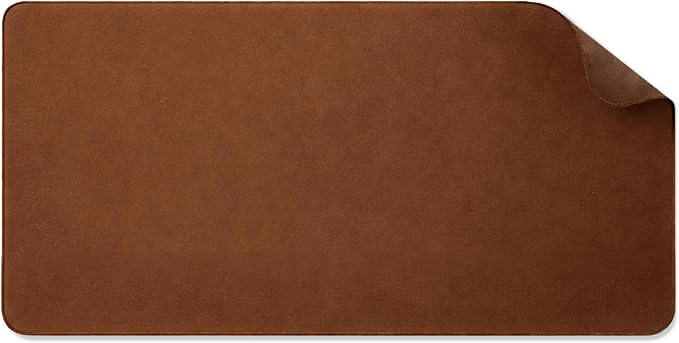 Anti-Slip Faux Leather Desk Pad, 31.5” x 15.7”, Brown, Large Desk Mat for Office & Home Workspace