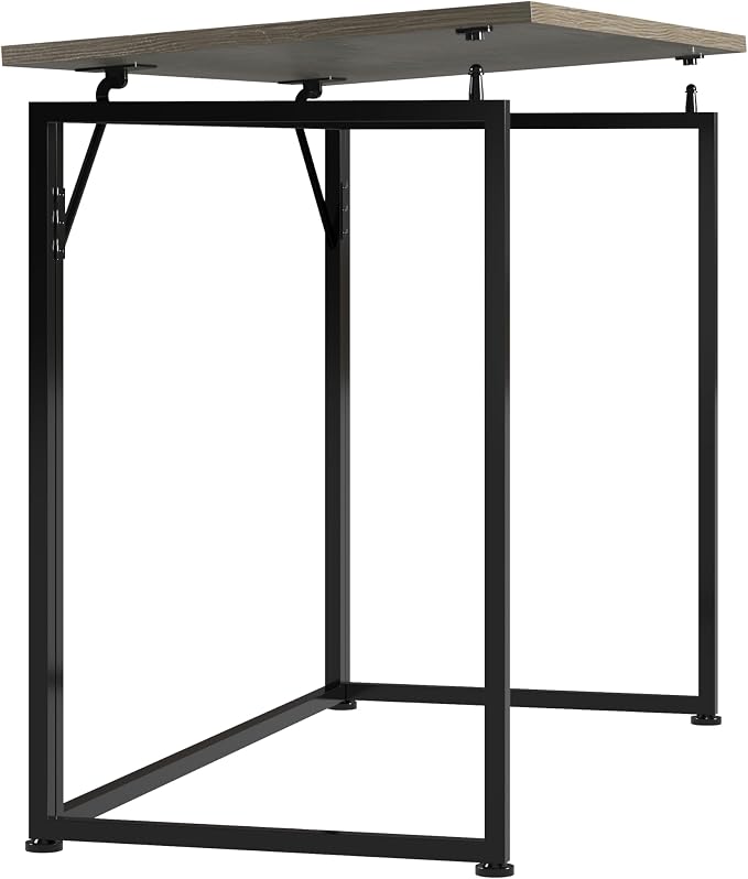 40" W Folding Desk for Small Spaces, Folding Table or Portable Computer Desk, Space-Saving Workstation for Home Office, Bedroom, Dorm and Study, No Assembly Required, Grey