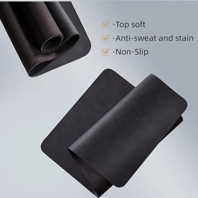Leather Desk pad for Computer and laptops, Ideal for Gaming and Office use, Large Mouse pad and Keyboard mat,Desk mat Special for man. A complimentary Wrist pad and Phone Stand (Black, 31.5"*15.7")