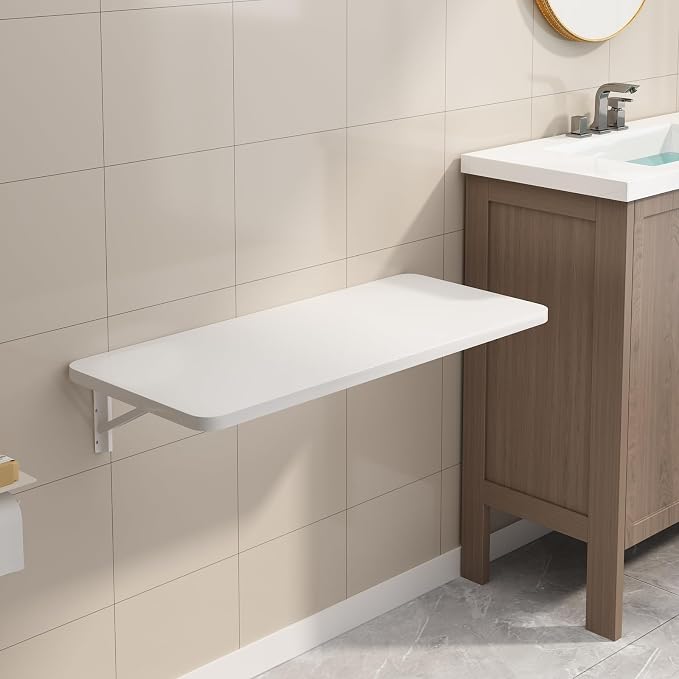 Wall Mounted Laundry Room Folding Table，Fold Down Desk for Small Spaces |Office|Study|Work Bench|Kitchen Dining Restaurant| Home Bar | Waterproof Easy to Install and Clean