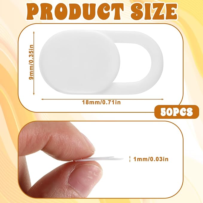50 Pcs White Webcam Cover Slide, 0.023 Inch Ultra-Thin Universal Camera Privacy Cover White Camera Covers Slide for Phone Laptop Computer