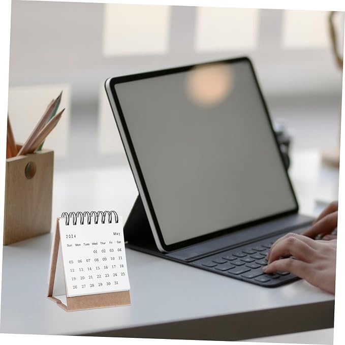 Mini Desk Calendar Thick Flip Standing Desktop Organizer Small Tabletop Planner for Home Office Daily Use and Event Scheduling