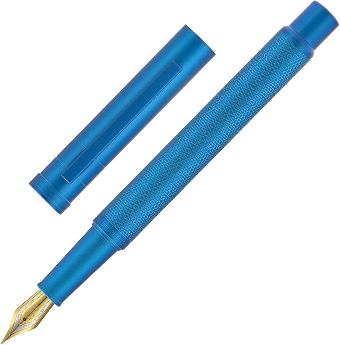 Asvine Blue Forest Fountain Pen Extra Fine Nib, Classic Design with Converter and Metal Pen Case, The Light of Hope Serise