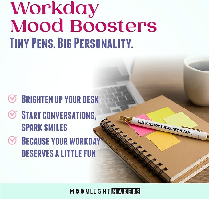 Moonlight Makers Funny Pens — Cute Motivational Pens with Sayings and Affirmations, Black Ink Ballpoint Pens, Office Desk Accessories for Women, Coworkers, Friends, Gift Ideas, Set of 5, You Got This