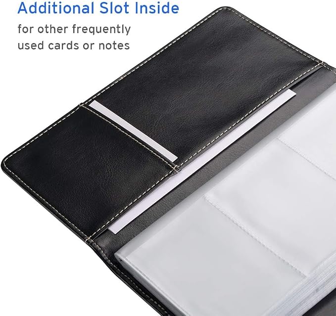 Sooez Leather Professional Business Card Book Holder Organizer, 240 Capacity Credit Card Booklet, PU Name Cards Holder Storage File for Men Women, 7.7"x 4.5" x 0.7", Beige