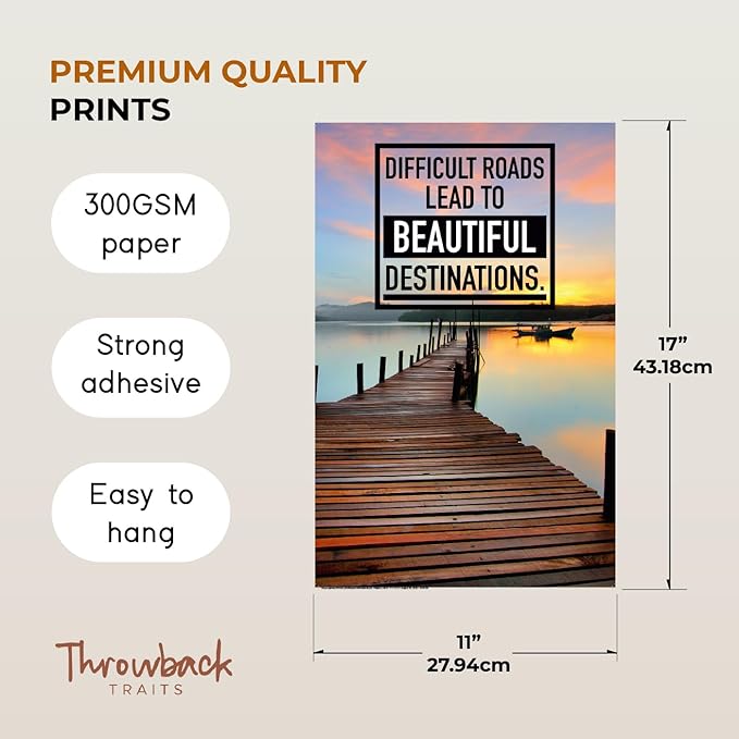 Motivational Posters Set of 6 - Unframed 11x17 Colorful Wall Art Prints for Office, Bedroom & Living Room | Positive Affirmation Decor | ThrowbackTraits