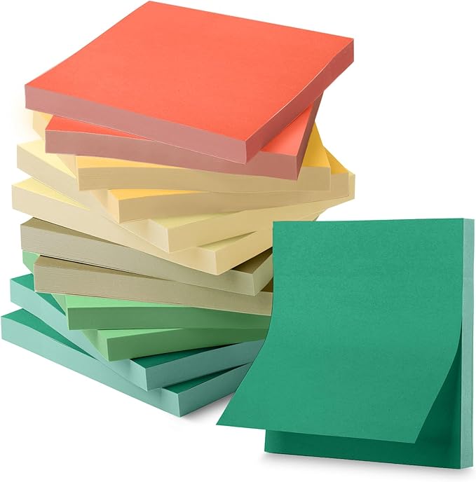 Mr. Pen- Sticky Notes, 3”x3”, 12 Pads, 600 Sheets, Retro Colors Sticky Notes 3x3, Stocky Notes for Bible Journaling