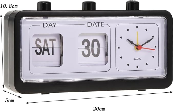 Auto Flip Down Clock Non-Ticking Calendar Clock with Day Date Display (Color : D4C-1501)