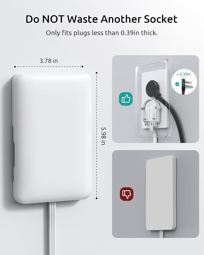 Outlet Cover Extension Cord Flat 15ft, NUTICT Flat Plug Power Strip with 8 Outlets & 3 USB-C & 1 USB-A Port, 13A/1625W, 1440J Surge Protector, Indoor 3 Prong Flat Wall Plug for Tight Spaces, White