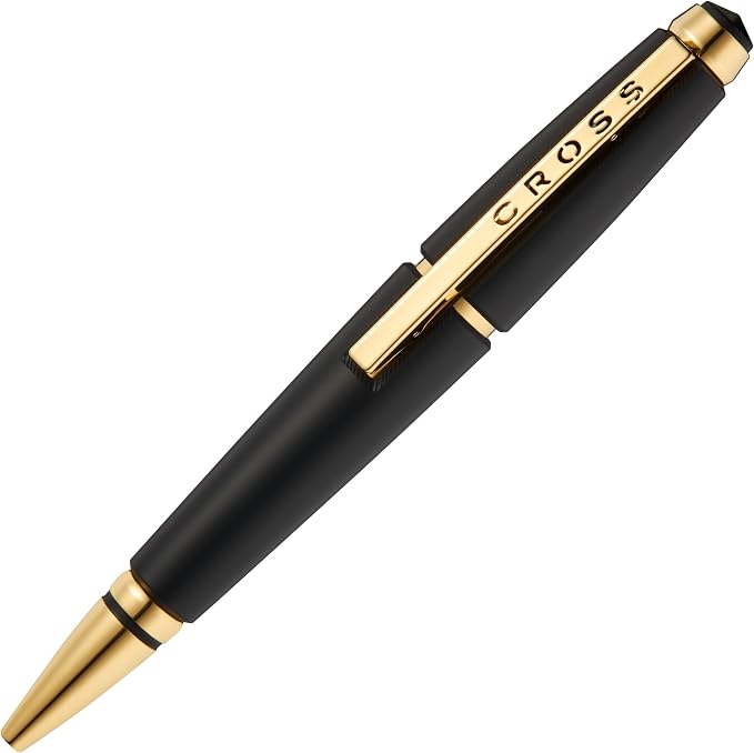 Cross Edge Matte Black Lacquer Selectip Rollerball Pen, Gold PVD Appointments, Capless Slide-Open & Snap-Shut Design,Black Ink - Elegant Accessory for Smooth Writing - Comfortable Grip