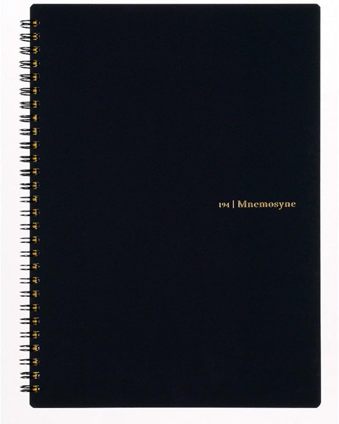 Maruman Mnemosyne Dot Grid Notebook- B5, 9.92" x 7.56", 80 Sheets / 160 Pages, 5mm Dotted Journal, Perforated Pages & Wire-Bound to Lay Flat, Black, Made in Japan