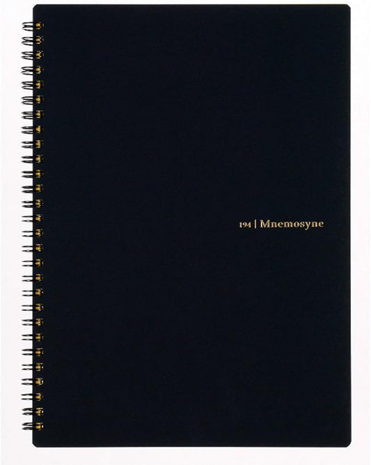 Maruman Mnemosyne Dot Grid Notebook- B5, 9.92" x 7.56", 80 Sheets / 160 Pages, 5mm Dotted Journal, Perforated Pages & Wire-Bound to Lay Flat, Black, Made in Japan