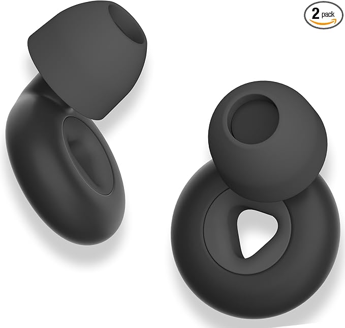 Ear Plugs for Sleeping Noise Cancelling, Reusable Hearing Protection in Flexible Silicone, Noise Cancelling Earplugs for Sleep - 6 Ear Tips in S/M/L, 25dB Noise Cancelling Black