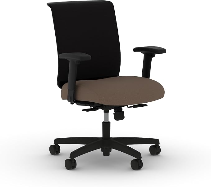HON Convergence Ergonomic Office Chair with Mesh Back, Adjustable Arms, Lumbar Support, Synchro‑Tilt Desk Chair with Wheels for Home Office or Computer Use, Black Frame, Bark