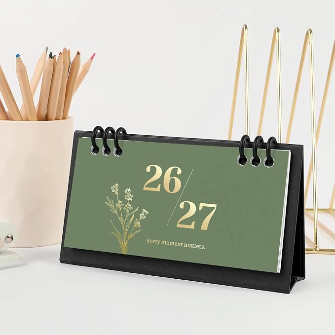 Small Desk Calendar 2026-2027, Desktop Calendar 20 Months - Runs From May 2026 Until Dec. 2027, Mini Standing Flip Calendar for Home, School and Office Supplies, 6.3" x 3.1"