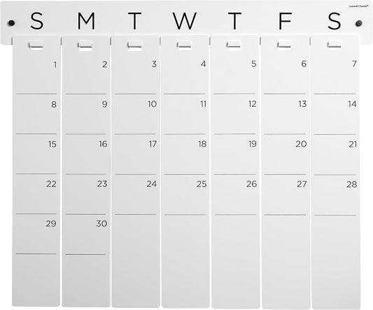 russell+hazel Acrylic Perpetual Wall Calendar, 30" x 0.63" x 25", Hard Cast Acrylic with Polished Edges, Includes Black Wet Erase Marker and Mounting Hardware, 1-Count (102766)
