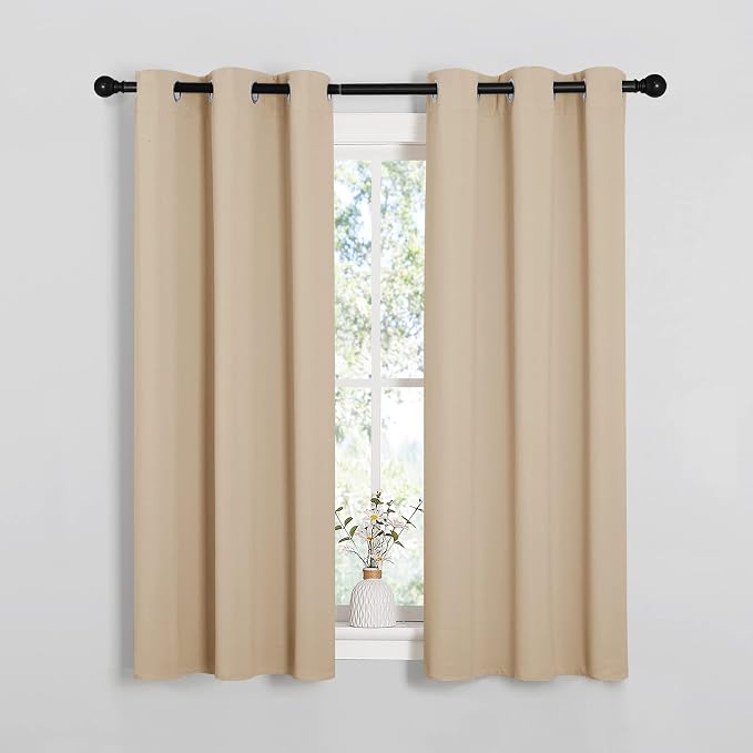 NICETOWN Room Darkening Draperies Window Curtain Panels, Thermal Insulated Grommet Room Darkening Curtains for Bedroom (Biscotti Beige, 2 Panels, W34 x L54 -inch)