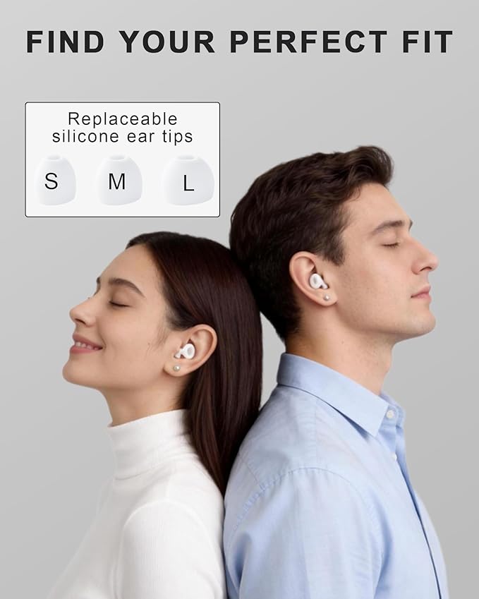 Ear Plugs for Sleeping, 28dB(SNR) Reusable Silicone Earplugs with 4 Sizes (S/M/L/XL) Eartips, Noise Reduction Ear Protection EarPlugs for Sleep, Airplane, Focus, Travel & Concerts, White