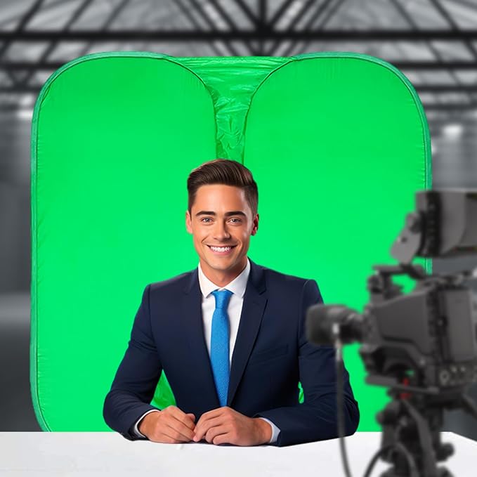 Streaming Green Screen Chair | Reversible Photography Backdrop, Portable Soft Fabric, Compact Foldable Sheet | Perfect Webcam Video Setup, Live Broadcast, Streaming, Video Conferencing, Content