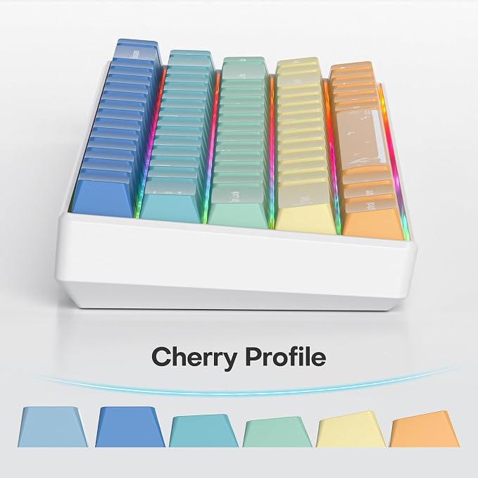 Fogruaden PBT Gradient Keycaps Dye-Sublimation Cute Keycaps, Cherry Profile, 138 Keys Custom Keycap Set for Mechanical Keyboard(SandyBeach)
