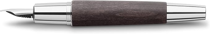 Faber-Castell e-motion Fountain Pen, Wood and Chrome Black - Medium | Fountain pen in elegant wood design with high-quality nib and gift packaging