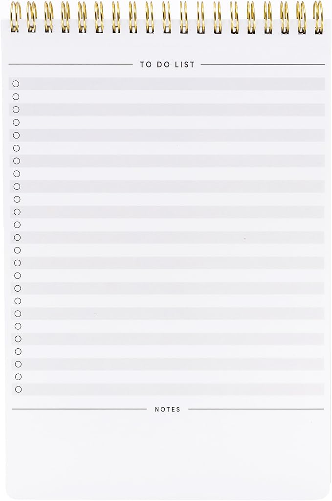 PAPERAGE To Do List Notepad, Daily To Do List Notebook, 60 Double-sided Tear-off Sheets, 1 Pack, 6.5" x 9.5", Undated Daily Planner Checklist for Office, School or Home (Black/White)