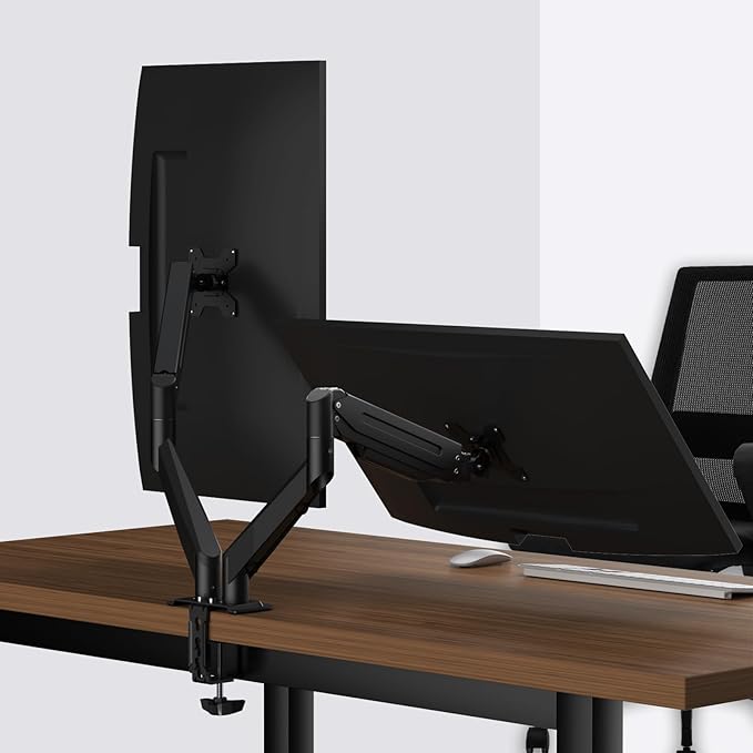 Dual Monitor Arm 32inch, Dual Monitor Mount, Monitor Desk Mount, Dual Monitor Stand Vesa Bracket, Monitor Stands for 17-32inch & 22lbs Monitors VESA Mount Computer Monitor Arm, Double Gas Spring Arm
