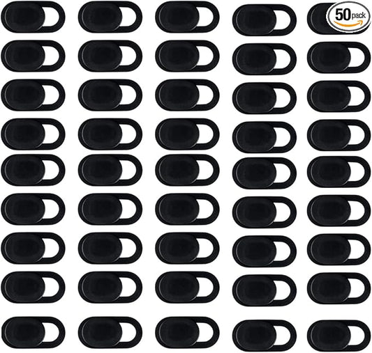 50Pcs Computer Camera Cover Slider, Webcam Cover Blocker Slider Slim 0.027 inch for MacBook Pro/iMac/Laptop/PC/iPad Pro (Black)