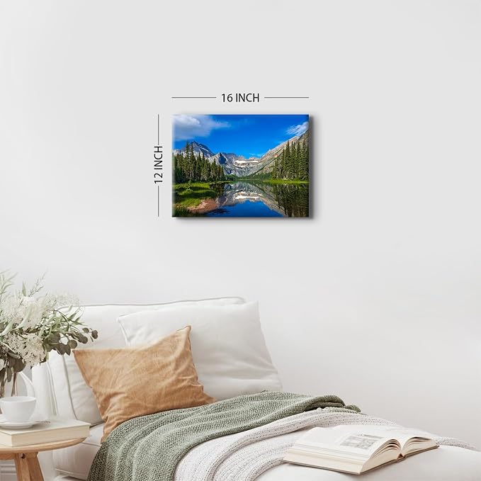 Colorado Wall Art Banff Mountain Picture Wall Decor Canvas Prints for Living Room National Park Scenery Poster Photography 12x16", Pine Tree Forest Lake Landscape Painting Artwork Home Decorations