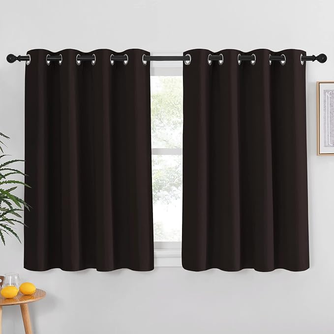 NICETOWN Blackout Curtain Panel for Window - Triple Weave Energy Saving Thermal Insulated Solid Grommet Blackout Drape for Kitchen (Single Panel, 52 inches by 54 inches, Toffee Brown)