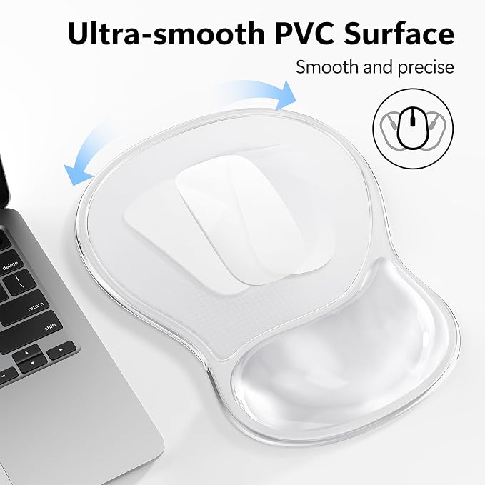 AKIT Ergonomic Gel Mouse Pad and Keyboard Wrist Rest, Non-Slip, Clear | Gel Wrist Support for Typing Comfort Non-slip Base Fits Standard Keyboards and Mice Reduces Fatigue During Long Work Sessions