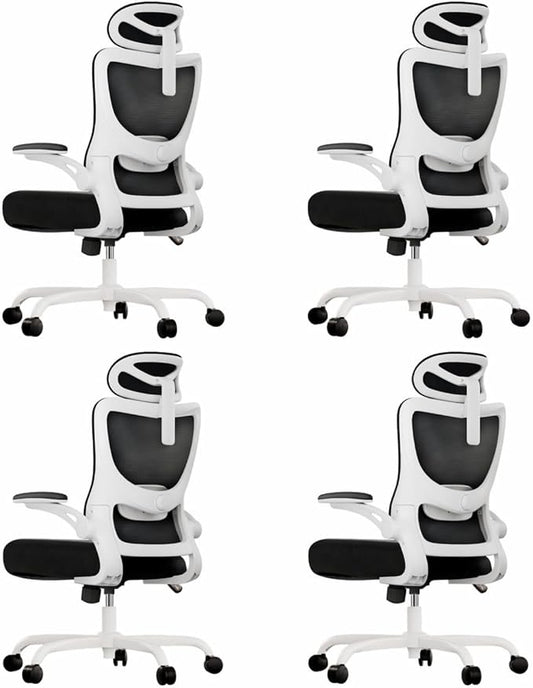 Marsail Ergonomic Office Chair with 3D Armrests, Pack of 4 | Office Desk Chair with High Back Mesh, Adjustable Lumbar Support, Rolling Work Swivel Task Chairs with Wheel, Headrest, home